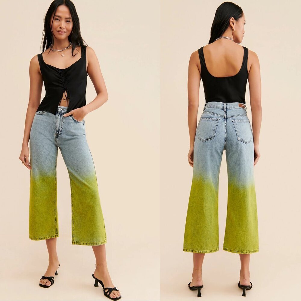 NWT New $186 Free People Nocturne Ombre Denim Jeans Size XS